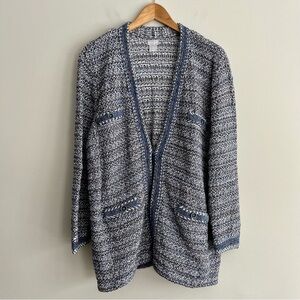 Chico's Multicolor Blue White Brown Marled Blazer XXL